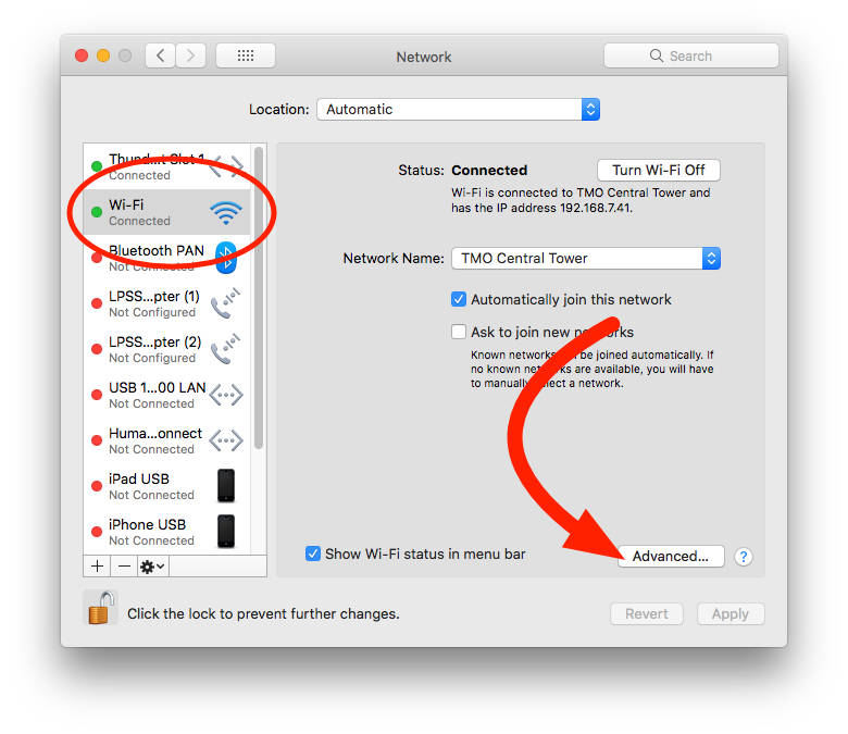 Security settings for mac